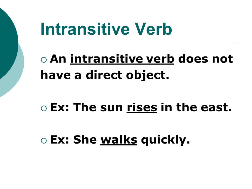 The Intransitive Verb